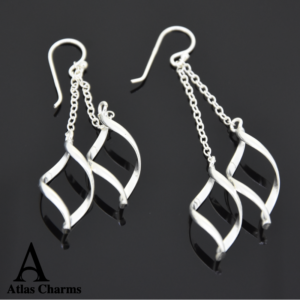 Overlapping Double Layers Drop Earrings in Sterling Silver