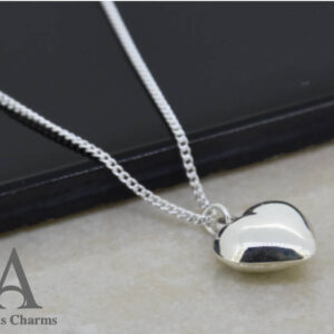 Puff Heart Pendant Necklace in 925 Sterling Silver