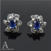 Sparkling Sapphire Flower Stud Earrings