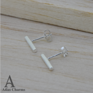 Minimalist Bar Stud Earrings Silver