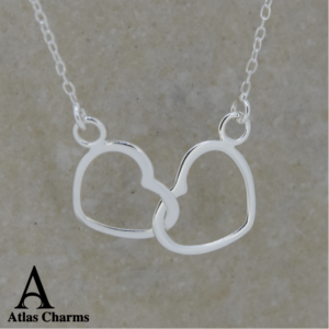 Double Open Heart Necklace in Sterling Silver