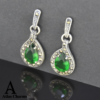 Sparkling Emerald  Drop Earrings Silver & Marcasite - Image 2