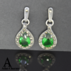 Sparkling Emerald  Drop Earrings Silver & Marcasite