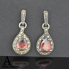 Sparkling Garnet Drop Earrings, Silver