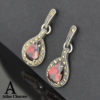 Sparkling Garnet Drop Earrings, Silver - Image 3