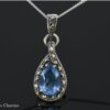 Sparkling Topaz Necklace Pendant in Silver and Marcasite - Image 2