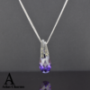 Sparkling Amethyst Necklace Pendant in Silver and Marcasite