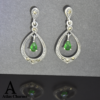 Sparkling Emerald Drop Earrings in Silver Marcasite