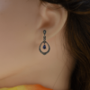 Sparkling Sapphire Blue Drop Earrings in Silver Marcasite - Image 3